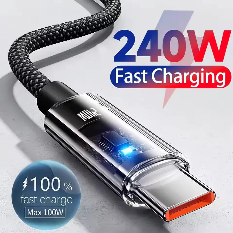 240W Nylon USB-C Fast Charging Cable