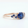 Round Blue Sapphire Cluster Ring