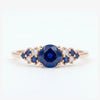 Round Blue Sapphire Cluster Ring